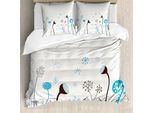 Abakuhaus Copripiumino Invernale, Fiori Di Stagione, Antiacaro, Adatto A Chi Soffre Di Allergie, Con Federe, 155 Cm X 220 Cm - 80 X 80 Cm, Blu, Marrone, Bianco