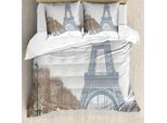 Abakuhaus Copripiumino Invernale, Torre Eiffel Innevata, Antiacaro, Adatto A Chi Soffre Di Allergie, Con Federe, 200 Cm X 200 Cm - 80 X 80 Cm, Bianco, Marrone, Verde