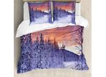 Abakuhaus Copripiumino Invernale, Frozen River Sonnenaufgang, Antiacaro, Adatto A Chi Soffre Di Allergie, Con Federe, 200 Cm X 200 Cm - 80 X 80 Cm, Multicolore
