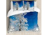 Abakuhaus Copripiumino Invernale, Albero Solitario Rural Land, Antiacaro Adatto A Chi Soffre Di Allergie Con Federe, 200 Cm X 200 Cm - 80 X 80 Cm, Blu Bianco