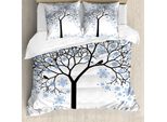 Abakuhaus Copripiumino Invernale, Albero Con Fiocchi Di Neve, Antiacaro, Adatto A Chi Soffre Di Allergie, Con Federe, 200 Cm X 200 Cm - 80 X 80 Cm, Blu, Nero, Bianco
