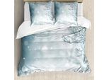 Abakuhaus Copripiumino Invernale, Natale Innevato, Antiacaro, Adatto A Chi Soffre Di Allergie, Con Federe, 200 Cm X 200 Cm - 80 X 80 Cm, Blu Ardesia E Bianco