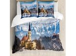 Abakuhaus Copripiumino Invernale, Illustrazione Con Scena Lacustre, Antiacaro, Adatto A Chi Soffre Di Allergie, Con Federe, 200 Cm X 200 Cm - 80 X 80 Cm, Multicolore