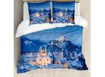 Abakuhaus Copripiumino Invernale, Città Storica Di Salisburgo, Antiacaro, Adatto A Chi Soffre Di Allergie, Con Federe, 155 Cm X 220 Cm - 80 X 80 Cm, Blu Pesca