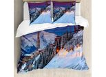 Copripiumino Invernale Abakuhaus, Majestic Sunrice Ski, Antiacaro, Adatto A Chi Soffre Di Allergie, Con Federe, 155 Cm X 220 Cm - 80 X 80 Cm, Multicolore