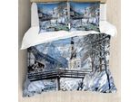 Abakuhaus Copripiumino Invernale, Scenic View Panorama, Antiacaro, Adatto A Chi Soffre Di Allergie, Con Federe, 200 Cm X 200 Cm - 80 X 80 Cm, Blu, Marrone, Bianco