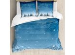 Abakuhaus Copripiumino Invernale, Natale Blu Alberi Della Foresta, Antiacaro Adatto A Chi Soffre Di Allergie Con Federe, 155 Cm X 220 Cm - 80 X 80 Cm, Blu Bianco