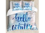 Abakuhaus Copripiumino Invernale, Hallo Winter-WöRter Schnee, Antiacaro, Adatto A Chi Soffre Di Allergie, Con Federe, 155 Cm X 220 Cm - 80 X 80 Cm, Blu, Rosa Pallido, Bianco