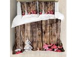Abakuhaus Copripiumino Invernale, Natale Tradizionale, Antiacaro, Adatto A Chi Soffre Di Allergie, Con Federe, 155 Cm X 220 Cm - 80 X 80 Cm, Marrone, Bianco, Rosa