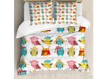 Abakuhaus Copripiumino Invernale, Gufi Divertenti In Versione Cartoon, Antiacaro, Adatto A Chi Soffre Di Allergie, Con Federe, 155 Cm X 220 Cm - 80 X 80 Cm, Multicolore