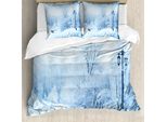 Abakuhaus Copripiumino Invernale, Wonderland Natale, Antiacaro, Adatto A Chi Soffre Di Allergie, Con Federe, 200 Cm X 200 Cm - 80 X 80 Cm, Blu E Bianco
