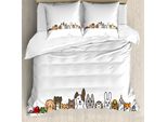Abakuhaus Copripiumino Per Bambini Piccoli, Animali Domestici Divertenti, Antiacaro, Adatto A Chi Soffre Di Allergie, Con Federe, 200 Cm X 200 Cm - 80 X 80 Cm, Multicolore
