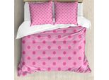 Abakuhaus Copripiumino Rosa Shocking, Classico A Pois Semplici, Antiacaro E Anallergico Con Federe, 155 Cm X 220 Cm - 80 X 80 Cm, Rosa-Rosa Shocking