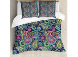 Abakuhaus Navy E Blush Copripiumino, Vintage Paisley, Antiacaro Adatto A Chi Soffre Di Allergie Con Federe, 155 Cm X 220 Cm - 80 X 80 Cm, Rosa, Blu, Giallo