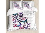Abakuhaus Navy E Blush Copripiumino, Tante Farfalle, Antiacaro, Adatto A Chi Soffre Di Allergie, Con Federe, 155 Cm X 220 Cm - 80 X 80 Cm, Viola, Blu, Rosa