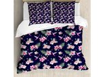 Abakuhaus Navy E Blush Copripiumino, Tiny Little Hearts, Antiacaro, Adatto A Chi Soffre Di Allergie, Con Federe, 200 Cm X 200 Cm - 80 X 80 Cm, Indaco, Verde, Rosa