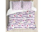 Abakuhaus Navy E Blush Set Copripiumino Per Letti Matrimoniali, Morbidi Bouquet Di Fiori, Antiacaro, Adatto A Chi Soffre Di Allergie, Con Federe, Verde Reseda, Lilla, Rosa