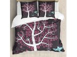 Abakuhaus Copripiumino Baum, Baum Bitd Cage BläTter, Antiacaro, Adatto A Chi Soffre Di Allergie, Con Federe, 200 Cm X 200 Cm - 80 X 80 Cm, Grigio, Rosa, Grigio Chiaro