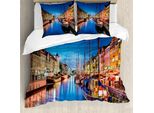 Abakuhaus Copripiumino Urbano, Nyhavn Copenhagen, Antiacaro, Adatto A Chi Soffre Di Allergie, Con Federe, 200 Cm X 200 Cm - 80 X 80 Cm, Multicolore