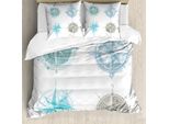 Abakuhaus Copripiumino Kompass, Rosa Dei Venti Mare, Antiacaro Adatto A Chi Soffre Di Allergie Con Federe, 155 Cm X 220 Cm - 80 X 80 Cm, Verde Acqua Beige Bianco