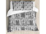 Abakuhaus Paris Copripiumino, Fiume Senna Notre Dame, Antiacaro Adatto A Chi Soffre Di Allergie Con Federe, 155 Cm X 220 Cm - 80 X 80 Cm, Grigio Nero Bianco