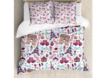Abakuhaus Paris Copripiumino, Diverse Città, Antiacaro Adatto A Chi Soffre Di Allergie Con Federe, 155 Cm X 220 Cm - 80 X 80 Cm, Multicolore