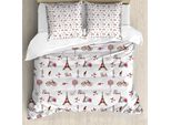 Abakuhaus Paris Copripiumino, Città Dell'amore E Della Moda, Antiacaro, Adatto A Chi Soffre Di Allergie, Con Federe, 155 Cm X 220 Cm - 80 X 80 Cm, Redwood Pearl Pink