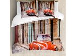 Abakuhaus Set Copripiumino Per Letti Matrimoniali, Motivo Fotografico Havana Sport-Auto, Antiacaro, Adatto A Chi Soffre Di Allergie, Con Federe, Rosso Cinabro Multicolore
