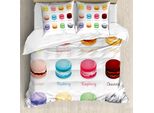 Abakuhaus Copripiumino Tea Party, Macarons Colorati, Antiacaro, Adatto A Chi Soffre Di Allergie, Con Federe, 200 Cm X 200 Cm - 80 X 80 Cm, Multicolore