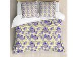 Abakuhaus Copripiumino Tea Party, Tazze Da Tè A Righe, Antiacaro E Anallergico Con Federe, 200 Cm X 200 Cm - 80 X 80 Cm, Giallo Pallido Lavanda