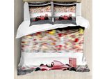 Abakuhaus Copripiumino Autos, Red Race Car Vista Laterale, Antiacaro, Adatto A Chi Soffre Di Allergie, Con Federe, 155 Cm X 220 Cm - 80 X 80 Cm, Grigio, Rosso, Nero