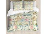 Abakuhaus Copripiumino Tea Party, Articoli Da Cucina Sweets, Antiacaro, Adatto A Chi Soffre Di Allergie, Con Federe, 200 Cm X 200 Cm - 80 X 80 Cm, Multicolore