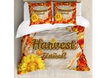 Abakuhaus Copripiumino Harvest, Festival Foglie Autunnali, Antiacaro Adatto A Chi Soffre Di Allergie Con Federe, 200 Cm X 200 Cm - 80 X 80 Cm, Arancione Giallo Marrone