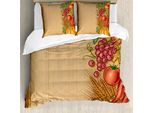 Abakuhaus Copripiumino Ernte, Cornice Stagionale Retrò, Antiacaro, Adatto A Chi Soffre Di Allergie, Con Federe, 200 Cm X 200 Cm - 80 X 80 Cm, Multicolore