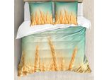 Abakuhaus Copripiumino Ernte, Campo Di Grano Blue Sky, Antiacaro, Adatto A Chi Soffre Di Allergie, Con Federe, 155 Cm X 220 Cm - 80 X 80 Cm, Giallo Arancione Verde Menta