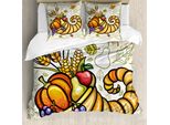 Abakuhaus Copripiumino Harvest, Tema Cornucopia Food, Antiacaro, Adatto A Chi Soffre Di Allergie, Con Federe, 155 Cm X 220 Cm - 80 X 80 Cm, Arancione, Verde, Viola