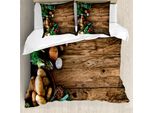 Abakuhaus Copripiumino Ernte, Tavolo In Legno Verdure, Antiacaro Adatto A Chi Soffre Di Allergie Con Federe, 200 Cm X 200 Cm - 80 X 80 Cm, Marrone Verde