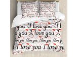 Abakuhaus Ti Amo Copripiumino, Cuori Calligrafici, Antiacaro, Adatto A Chi Soffre Di Allergie, Con Federe, 200 Cm X 200 Cm - 80 X 80 Cm, Rosso Nero Bianco