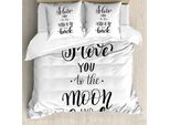Abakuhaus Copripiumino "Ti Amo"", Stile Minimalista, Antiacaro, Adatto A Chi Soffre Di Allergie, Con Federe, 155 Cm X 220 Cm - 80 X 80 Cm, Bianco E Nero"