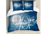 Abakuhaus Ti Amo Copripiumino, Cielo Notturno Con Luna Piena, Antiacaro, Adatto A Chi Soffre Di Allergie, Con Federe, 155 Cm X 220 Cm - 80 X 80 Cm, Blu Scuro Perlato