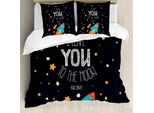 Abakuhaus Ti Amo Copripiumino, Rocket-Cosmic Love, Antiacaro, Adatto A Chi Soffre Di Allergie, Con Federe, 155 Cm X 220 Cm - 80 X 80 Cm, Multicolore