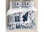 Abakuhaus Copripiumino "Ti Amo"", Design Celestial, Antiacaro, Adatto A Chi Soffre Di Allergie, Con Federe, 200 Cm X 200 Cm - 80 X 80 Cm, Blu, Grigio, Bianco"
