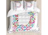 Abakuhaus Lettera P Copripiumino, Music Notes Maiuscolo, Antiacaro, Adatto A Chi Soffre Di Allergie, Con Federe, 200 Cm X 200 Cm - 80 X 80 Cm, Multicolore