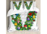 Abakuhaus Lettera V Copripiumino, Decorazione A Campana, Antiacaro, Adatto A Chi Soffre Di Allergie, Con Federe, 155 Cm X 220 Cm - 80 X 80 Cm, Multicolore