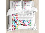 Abakuhaus Lettera F Copripiumino, Music Notes Lettera F, Antiacaro Adatto A Chi Soffre Di Allergie Con Federe, 200 Cm X 200 Cm - 80 X 80 Cm, Multicolore