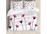 Abakuhaus Copripiumino Da Giardino, Margherite Rosa, Antiacaro, Adatto A Chi Soffre Di Allergie, Con Federe, 155 Cm X 220 Cm - 80 X 80 Cm, Rosa-Nero-Bianco