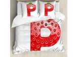Abakuhaus Lettera P Copripiumino, Capitale Del Cibo Sano, Antiacaro Adatto A Chi Soffre Di Allergie Con Federe, 200 Cm X 200 Cm - 80 X 80 Cm, Vermiglio, Verde, Arancione