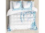 Abakuhaus Copripiumino Blu, Goccioline D'acqua Bubbles, Antiacaro, Adatto A Chi Soffre Di Allergie, Con Federe, 155 Cm X 220 Cm - 80 X 80 Cm, Blu Acquamarina Bianco