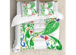 Abakuhaus Lettera B Copripiumino, Capitale B Erbe Primaverili, Antiacaro Adatto A Chi Soffre Di Allergie Con Federe, 155 Cm X 220 Cm - 80 X 80 Cm, Multicolore
