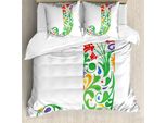 Abakuhaus Lettera J Copripiumino, Iniziali Tropic Blume, Antiacaro, Adatto A Chi Soffre Di Allergie, Con Federe, 155 Cm X 220 Cm - 80 X 80 Cm, Multicolore